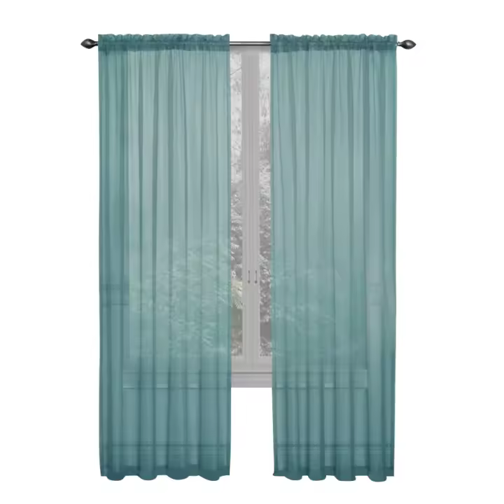 Cortina De Tule Transparente De Vidrio Para Ventana 100x200cm Con Barra De Hilo Color Sólido Decoración De Hogar Cortina De Ventana Sin Aislamiento Térmico Ni Cierre Inteligente - 1