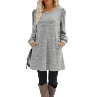 Vestido Casual Para Mujer De Color Sólido Con Botones Manga Larga Cuello Redondo A-Line Largo Hasta La Rodilla Fashion - details 24