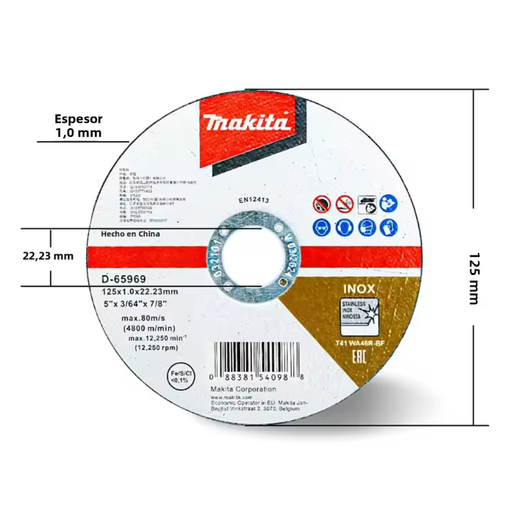  Disco De Corte Ultra Delgado Makita 125mm Para Acero Y Acero Inoxidable Para Amoladora De Ángulo Herramienta DIY Para El Hogar - 1