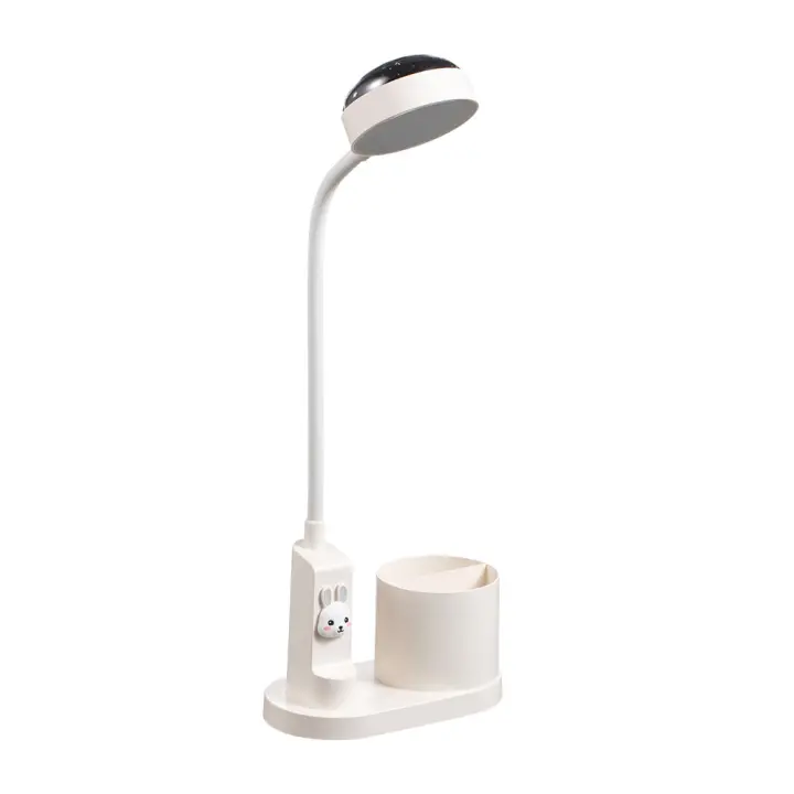 SOMY Lámpara de escritorio para niños, lámpara de mesa de estudio con portalápices, lámpara de noche que cambia automáticamente de color, lámpara de lectura LED recargable regulable para niños (blanco) Lámpara de banco de trabajo - 1