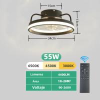 Ventilador De Techo 55W Con Luz LED Control Remoto Para Habitaciones Y Dormitorios Estilo Moderno Tamaño De Hojas 34cm - details 2