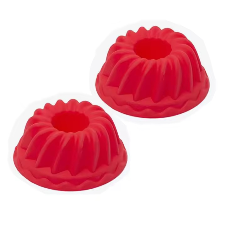 Molde de Pastel Mini de Silicona Pack de 2 2.76" BPA Free Antiadherente para Hornear en Tubo Acero Molde para Jello Gelatina Pastel Brownie Rojo - 1