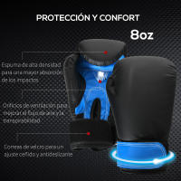 HOMCOM Saco de Boxeo Profesional Punching Bag con Guantes de 8 oz Gancho y Bolsa de Almacenaje Saco de Arena de Entrenamiento para Adultos y Adolescentes Ø25x102 cm Azul - details 5