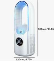 Ventilador portátil sin aspas con luz ambiental, humidificación y purificación, enfriador de aire con temporizador de 6 horas con tanque de agua de 100 ml, ventilador eléctrico de escritorio vertical de bajo ruido - details 1