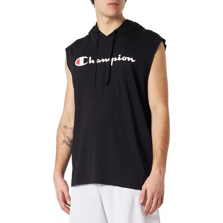 Camiseta Champion Negra Tirantes Legacy Logo Hooded Tee - 1