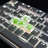 Juego De 4 Piezas De Keycap Para Teclado Mecánico DIY Flor Transparencia Resina Personalidad Cuatro Hojas De Grama - details 9