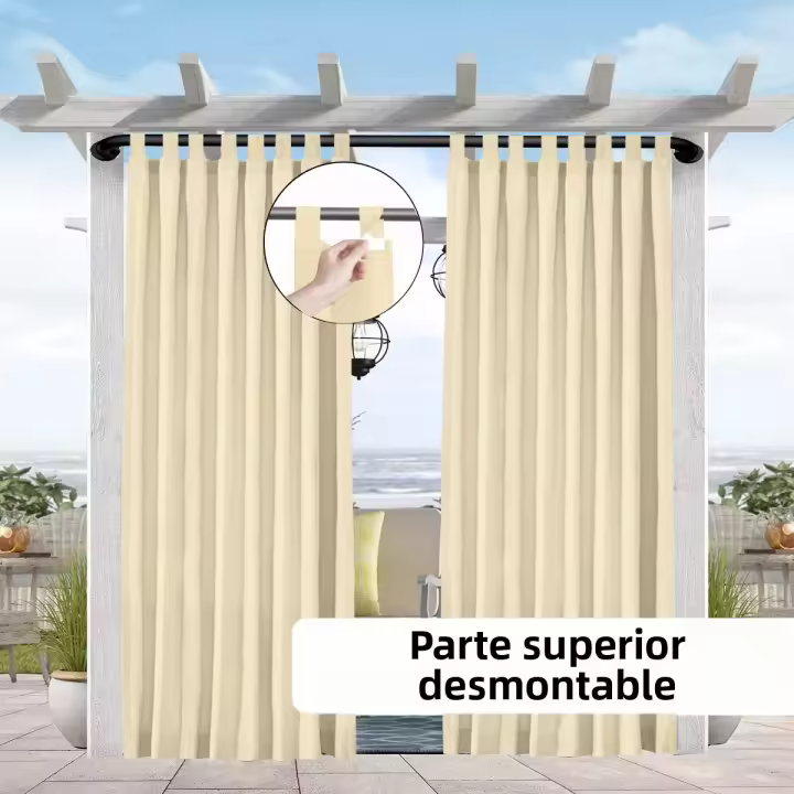 Cortina impermeable y antirreflejo para patio pérgola y gazebo con montaje fácil en la parte superior pestaña decorativa - 1