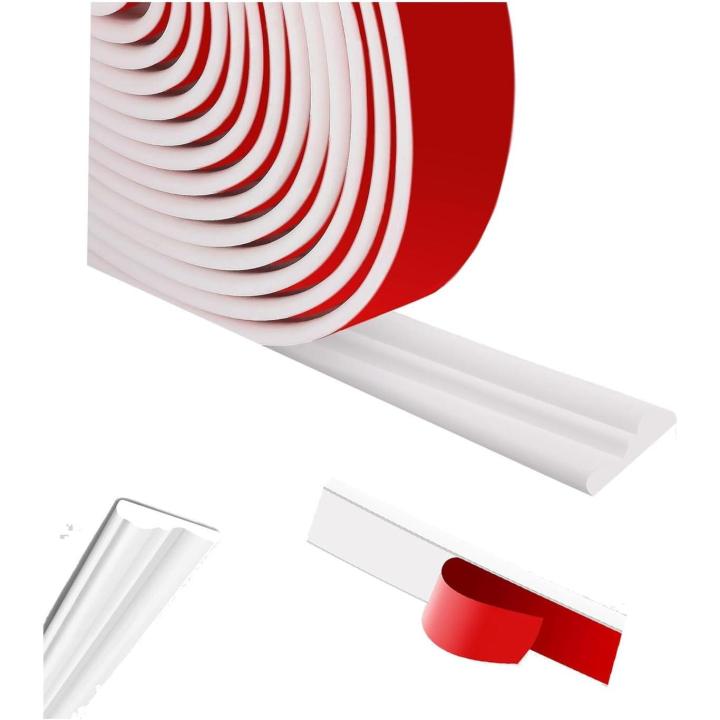 Molduras autoadhesivas de estuco para paredes - Barra flexible para marcos de espejos, blanca, 5,5 m x 3,2 cm