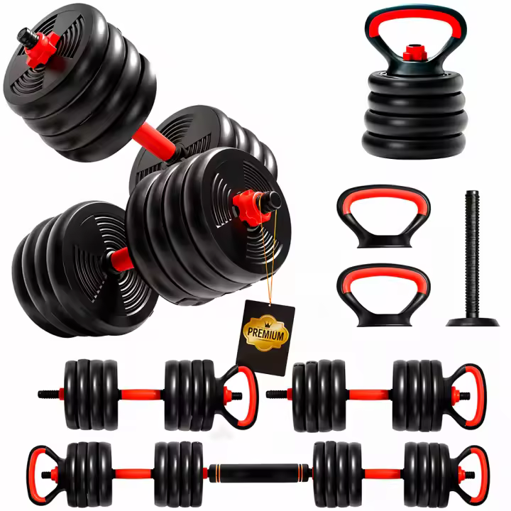 ManiBoom Pesas y Mancuernas Ajustables ANTIDESLIZANTES - Mancuernas 10kg 15kg 20kg 30kg 40kg 50kg Hexagonales con Barra Regulables y Cierre de SEGURIDAD - Kit de Ejercicio y Musculacion Gimnasio en Casa - Set Gym Deporte - 1