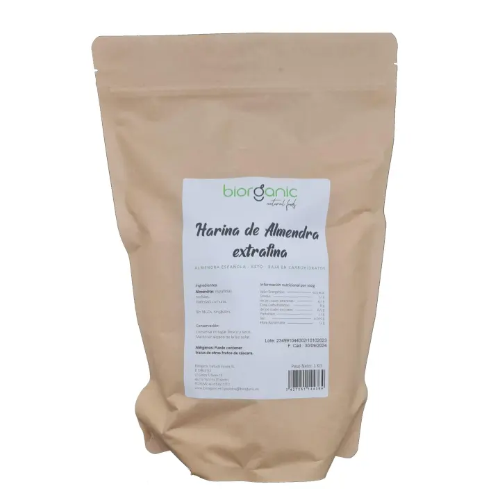 Harina de Almendra 1kg KETO, 100% natural – SIN GLUTEN – Biorganic - Origen España - 1