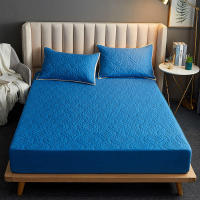 Sábana Impermeable Con Cinturones Elásticos Tamaño Queen/King Color Sólido Protector De Matrícula Para Cama Doble - details 8