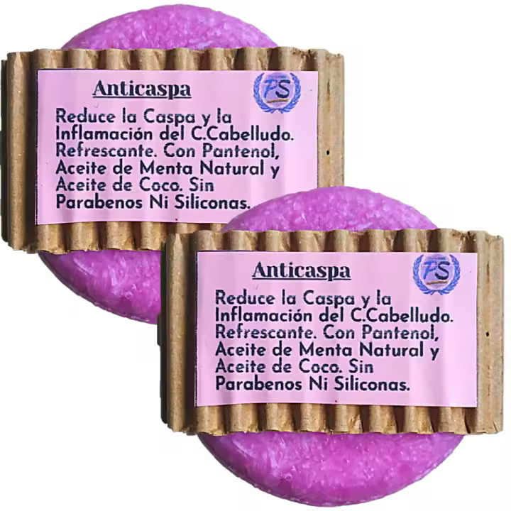 Pack 2 Champús Sólidos Anticaspa. Pack Ahorro. PumarShop Cinnia Natura. Sin Parabenos Ni Siliconas. Apto Veganos - 1