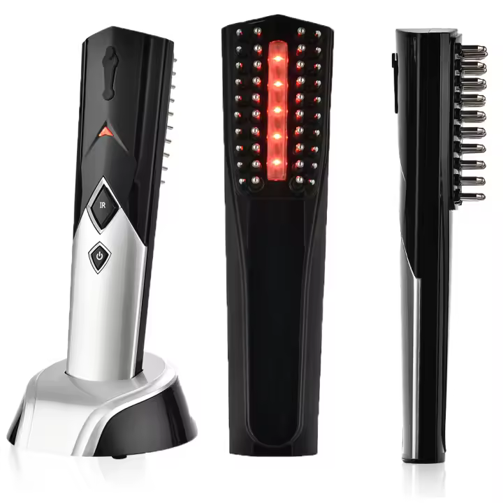 Peine eléctrico para el crecimiento del cabello, masajeador Medicinal para la cabeza, masajeador del cuero cabelludo, vibrador con luz infrarroja, cepillo de masaje, aplicador de medicina anticaída del cabello - 1