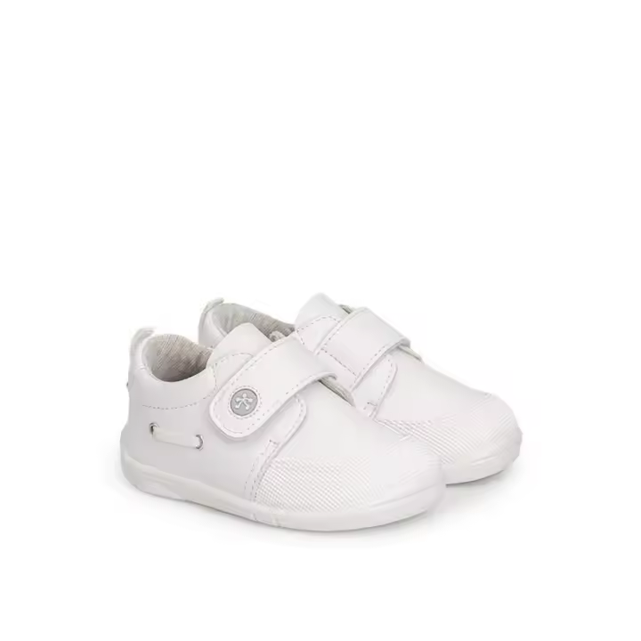 Titanitos Nautico Blanco Niño Piel Lavable Bioelástico Respetuoso Flexible Cero Drop Plantilla Extraible Puntera Reforzada Fabricados España - 1