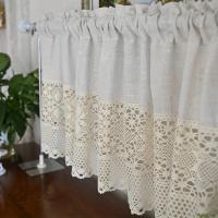 Cortina Corta De Punto Rustico En Algodón Y Lino Para Cocina Puerta Decorativa Vintage Con Espaciado Para Cafe Ventana Cortina - details 5