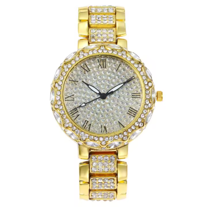 Reloj para mujer con letras romanas, estrellas y piedras brillantes, movimiento de cuarzo, un reloj de lujo para la mujer - 1