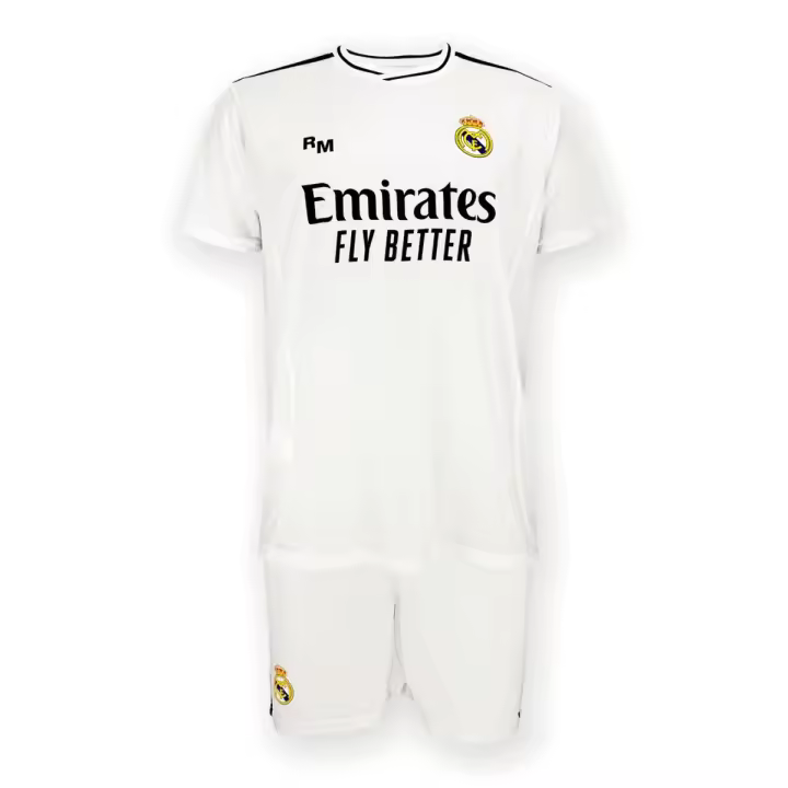 REAL MADRID Camiseta + Shorts MBAPPÉ 9 - Set Primera Equipación Temporada 24/25 - Camiseta y Pantalón Junior Real Madrid Réplica 100% Oficial Autorizada con Licencia, Sello y Garantía - Pro Navidad® - 1