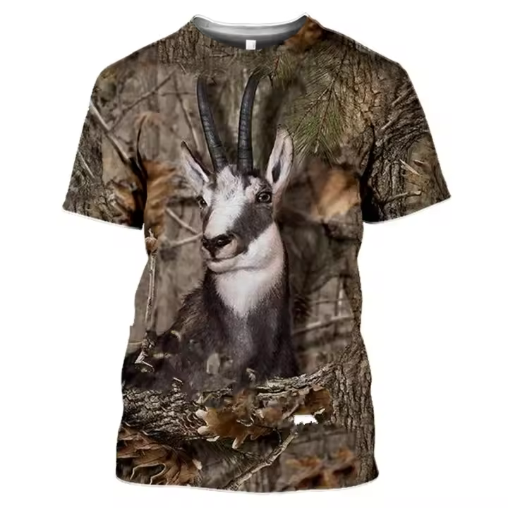 Camiseta De Verano Para Hombre Casual Camuflaje 3D Con Animal Salvaje Quick-Drying Camiseta Corta De Cuello Redondo Para Exterior - 1