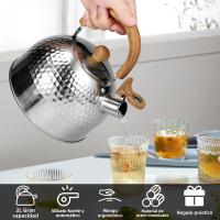 Cacerola De Té Con Mango Antideslizante Y Anti-oxígeno 3/2L Whistling Teapot De Acero Inoxidable Para Estufa De Acero Inoxidable - details 1