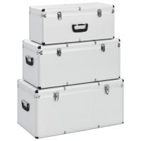 vidaXL Juego de Cajas de Almacenamiento 3 piezas Aluminio Almacenaje Color Negro,  Plateado, y mas - details 1
