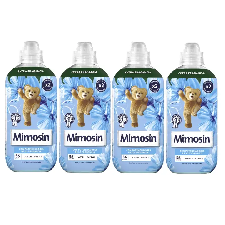 Mimosin Suavizante Concentrado Azul Vital 1008ml, Pack 4 x 56 Total 224 Lavados, Duración del Frescor x2, Fragancia intensa Floral y Afrutada con base de Sándalo, Ropa increíblemente suave, ayuda a reducir la estática y facilita el planchado - 1
