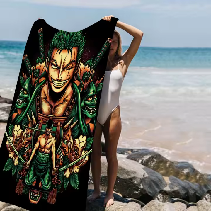Toalla De Playa Colorida Para Niñas Roronoa Zoro One Piece Toalla De Baño Microfibra Secado Rápido Sand Free Para Yoga Spa Gimnasio Piscina - 1
