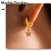 Damas oído aros Lindo imperable Chapado en oro joyería de moda pendientes Pendientes colgantes Estrella de Maple inoxidable - details 2