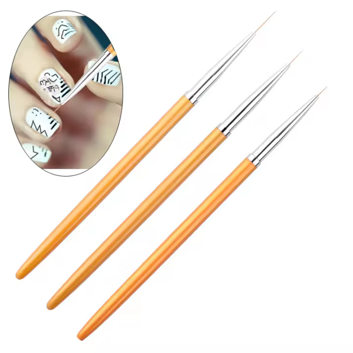 JEARLYU Set De 3 Brochas Para Arte De Uñas Con Línea Francesa Y Puntas 3D Herramientas De Dibujo DIY Para Gel UV Y Manicura - 1