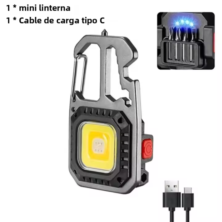 Linterna LED Portátil De Llave Mini Luz De Trabajo Para Exteriores Y Camping Recargable Con Herramientas Integradas Llave De Seguridad Y Destornillador - 1