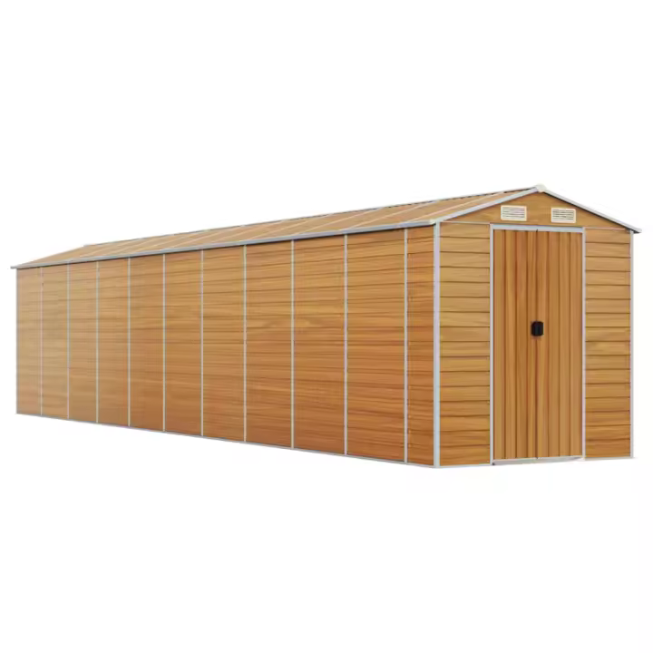 Caseta de jardín acero galvanizado marrón claro 191x895x198 cm Decoración de muebles de jardín al aire libre - 1