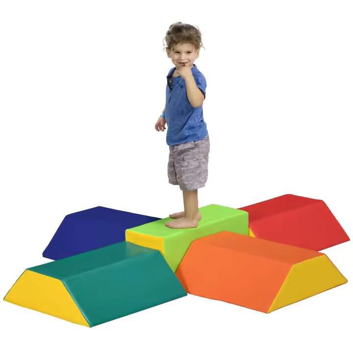 HOMCOM Juego de 5 Bloques de Espuma para Niños de 12-36 Meses Juguetes de Construcción Juguete para Aprendizaje Infantil para Escalar y Gatear 48x19x48 cm Multicolor - 1