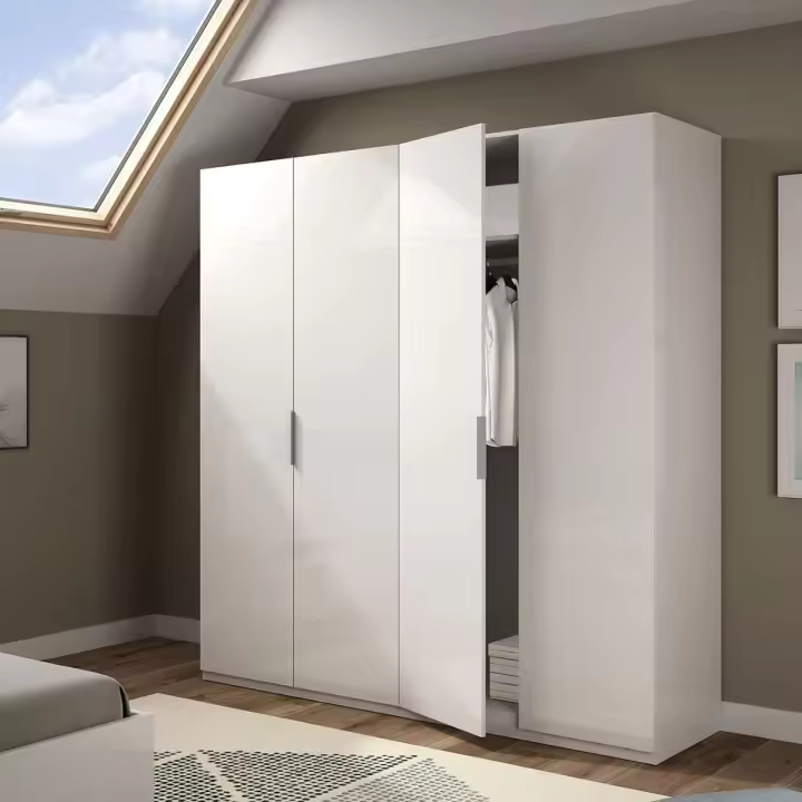 Armario Max 4 puertas abatibles blanco brillo 200x180x52 cm - 1
