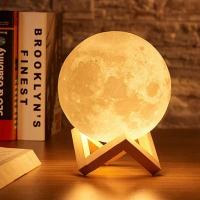 Lámpara De Luna LED 8cm Luz Nocturna Con Base Regalo Para Niños Decoración Para Dormitorio Luz De Noche Con Estrellas - details 1