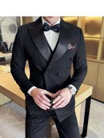 Traje De Boda Para Hombres Negro 3 Piezas Chaleco Pantalones Y Chaqueta Doble Filo Cuello En V Vestido Formal Slim Fit Traje De Novio - details 1