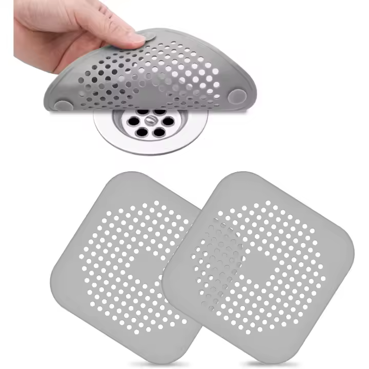 filtros de drenaje de silicona, tapa de drenaje de ducha con ventosas, filtro protector de fregadero plegable. - 1