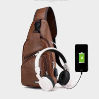 Bolsa De Pecho Multifuncional Para Hombre 1 Pieza Con Agujero Para Auriculares Y USB Cierre De Cremallera Material PU Suave - details 3