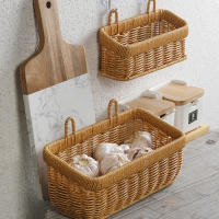 Cesta De Almacenamiento Para Jengibre Y Ajo Montada En La Pared Cesta Colgante De Plástico Tejida Para Cocina Cesta De Rattan Ecológica - details 2