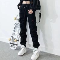 Pantalones De Cargo Casual Para Mujer Estilo Hip Hop Moda Deportiva Pantalones Harem Coreanos Con Varios Bolsillos Negro Talla 5XL - details 5