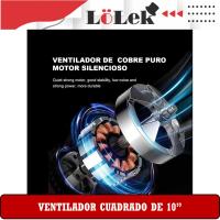 Ventilador cuadrado, 10 pulgadas, 45W, 6 aspas, 3 velocidades, temporizador 1h, ligero, compacto, LoLek - details 3