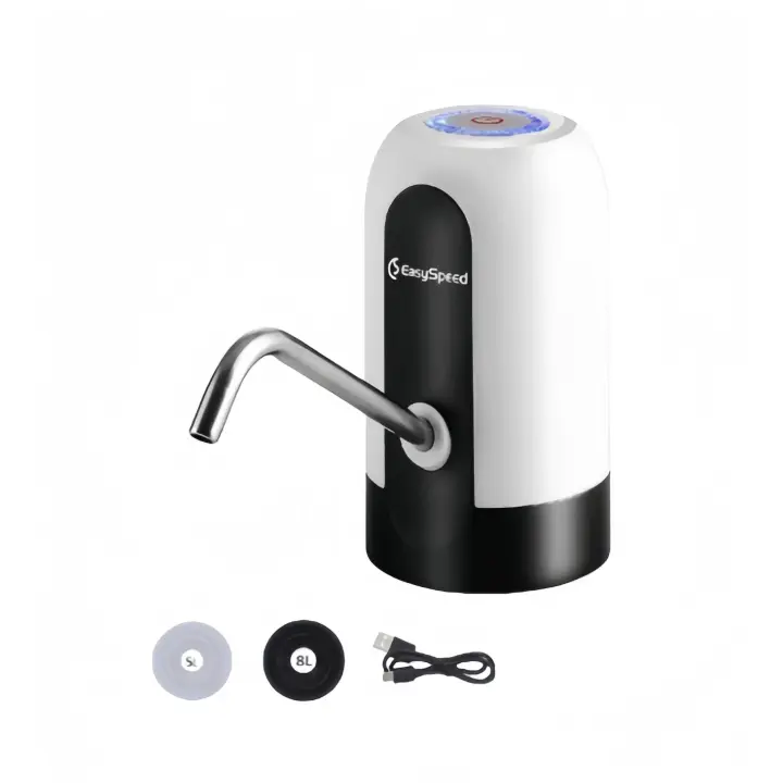 Dispensador de Agua Eléctrico USB-C ,Bomba Recargable 1200mAh con 2 Adaptadores para Garrafas y Botellas de 3,5 a 18,9L , Ideal para Hogar, Oficina y Camping Dispensador de Agua Eléctrico USB-C Recargable - Compacto, Portátil y Fácil de Usar - 1