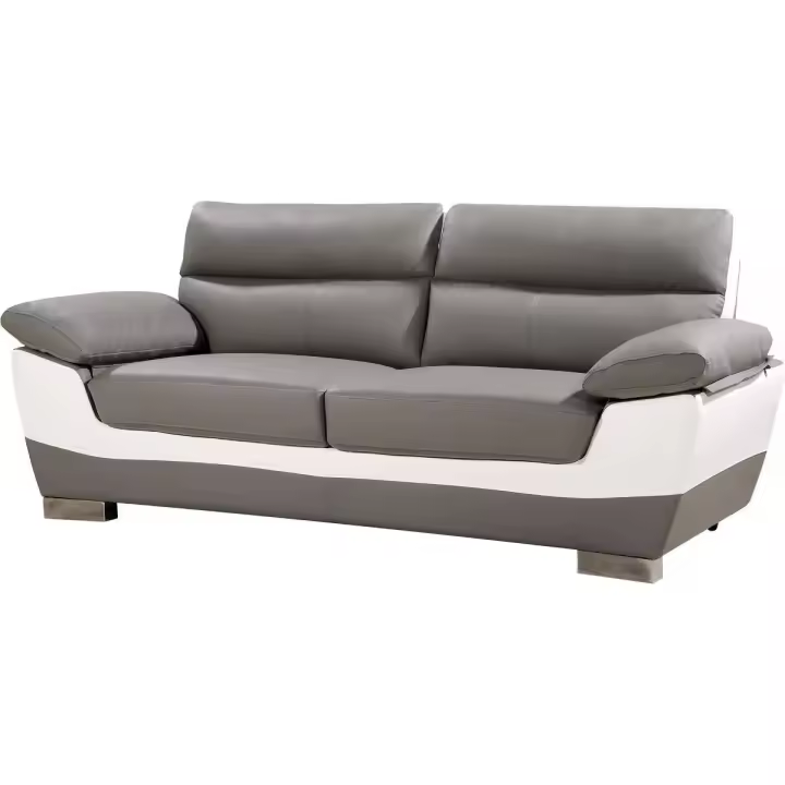 Sofá cuero reconstituido / PVC Dallas - 3 plazas Gris/Blanco - 1