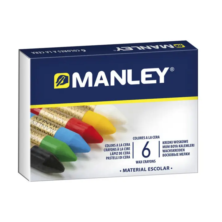 Estuche ceras blandas Manley - Caja de ceras blandas ideal para uso escolar - Especial Vuelta al cole 2025 - Disponible en estuche de colores surtidos: 6 unidades, 10 unidades, 15 unidades y 24 unidades - 1