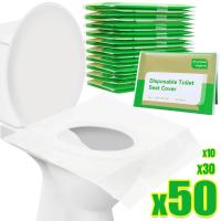 Cubierta De Asiento De Inodoro Desechable Portátil 50/30/10PCS Absorbente De Agua Papel Higiénico Para Viajes Camping Hoteles Accesorios De Baño - details 0