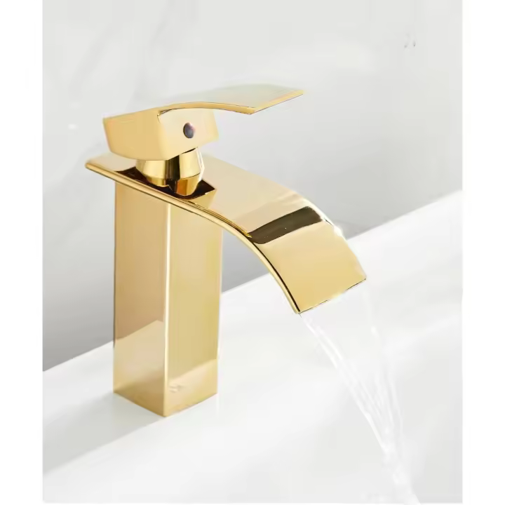 Grifo de baño con control de frío y Calor, Grifo de Cascada Dorado brilliant - 1