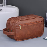 Bolsa De Viaje Para Hombres Doble Capa De Cuero PU Organizador De Baño Resistente Al Agua Para Shaving Y Cosméticos Kit Dopp Estuche De Almacenamiento - details 10