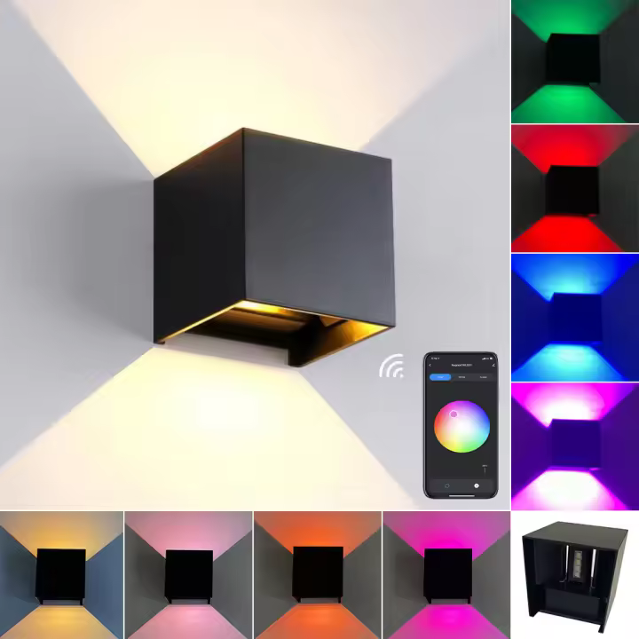 Luz De Pared Inteligente Tuya RCBCW Exterior Cambio De Color Dimmer Compatible Con Alexa Google Luz De Porche Moderna IP65 LED Incluida - 1