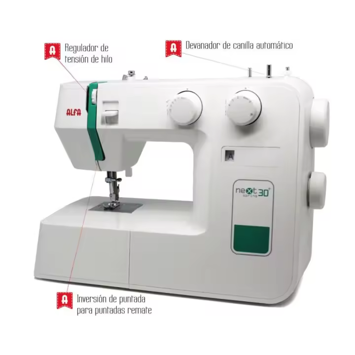 Máquina de coser Alfa Next 30 Spring Plus 21 puntadas, cose vaqueros - 1