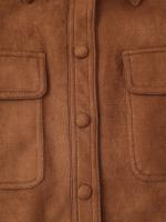 Chaqueta Casual Para Mujer ZBZA Marrón Vintage Con Pochetes Y Cuello En V Simple Breasted De Manga Larga Outerwear Slim Para Primavera Y Otoño - details 12
