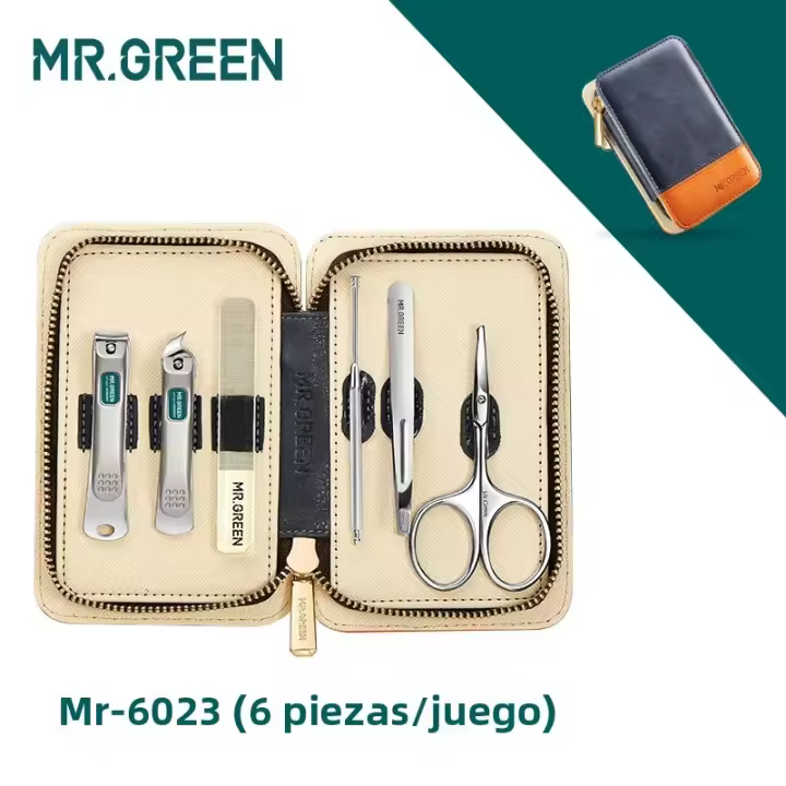 Set De Manicura Y Pedicura MR.GREEN Para Hombre Y Mujer Con Caja De Viaje Incluida Herramientas De Cortador De Uñas De Acero Inoxidable Color Contraste - 1