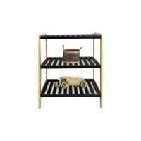 Salón moderno sencillo de tres pisos, hierro forjado, estante de madera multicapa del suelo al techo, estante, estante de celosía de madera maciza - details 0
